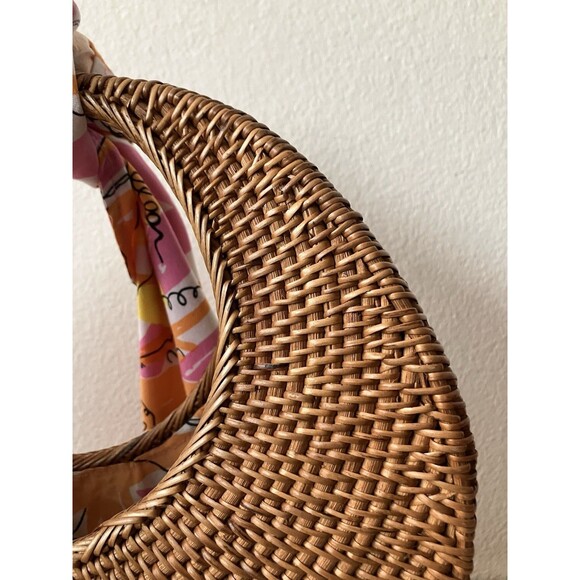 Vera For Anthropologie Sigrid Scarf Clutch Rattan Purse Handbag Pink Scarf - Picture 4 of 16